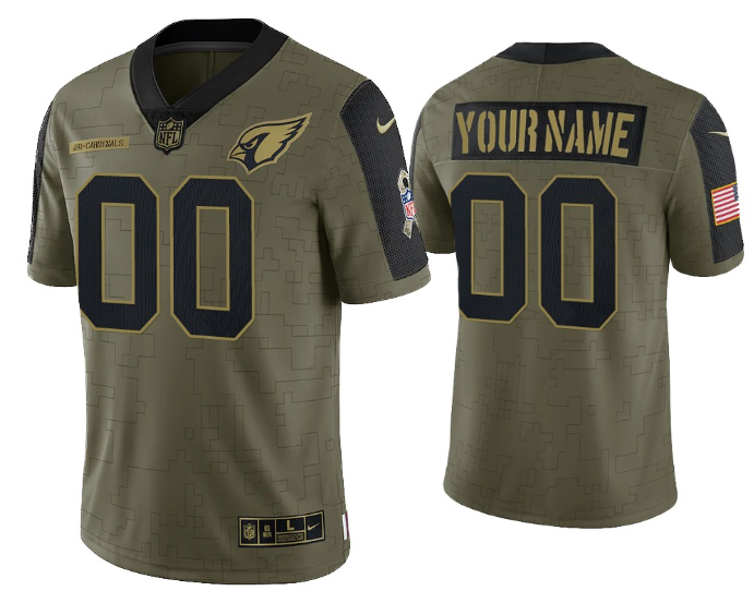 Men's Arizona Cardinals ACTIVE PLAYER Custom 2021 Olive Salute To Service Limited Stitched Jersey